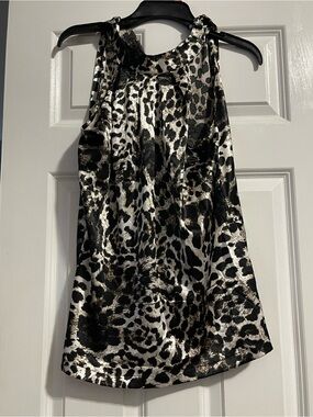 Apt. 9 Black and White Metallic Animal Print Halter Top